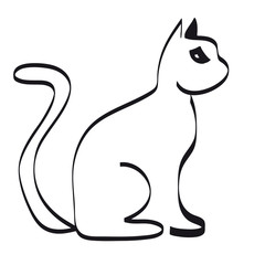Cat silhouette on white background