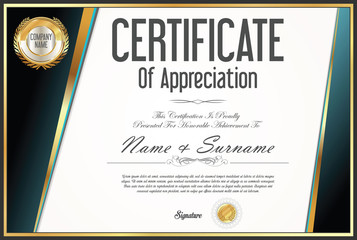 Certificate retro design template 