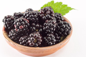 blackberries on a plate isolated