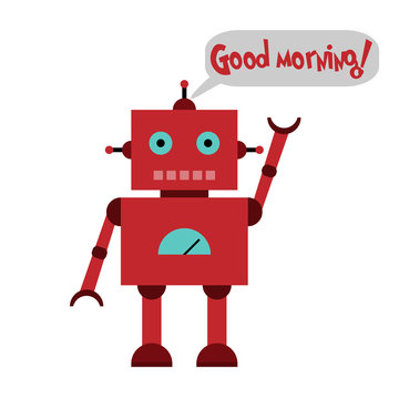Vector illustration of a toy Robot with text Good morning!