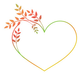 Fototapeta premium Beautiful heart-shaped flower frame with gradient fill. Color silhouette frame 