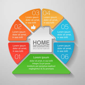 Vector Infographic Template, 6 Options, Home