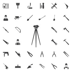 Theodolite on tripod line icon. Construction icons universal set for web and mobile