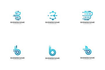 Modern B initial Technology Logo Vector illustration Set in blue color