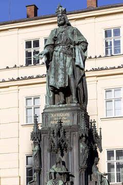 Bronze Statue of the eleventh King of Czech and Roman Emperor Charles IV. in Prague, , Czech Republic