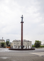 Fototapeta na wymiar The area of Novorossiysk Sea Commercial Port. Stella in the square.