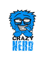 Logo nerd geek sly horny toothpile freak pickel hairy monster cuddly crazy funny comic cartoon zoty crazy cool face