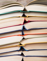 books on the wooden background