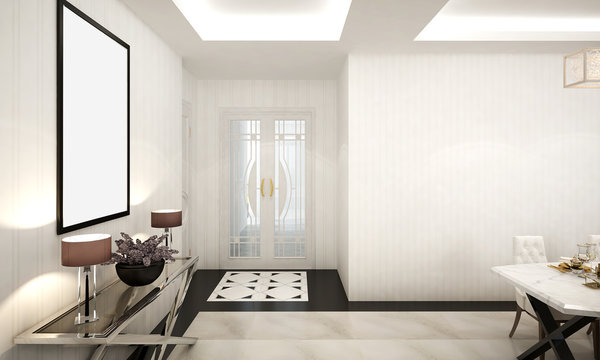 The luxury design interior of living room foyer
