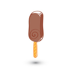 Soft serve ice cream on white background. Doodle style. Vector illustration