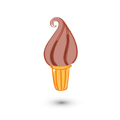 Soft serve ice cream on white background. Doodle style. Vector illustration