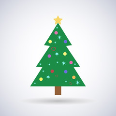 Christmas tree elegant with ornaments and New Year, stylish vector illustration, EPS10