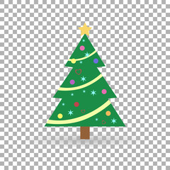 Christmas tree elegant with ornaments and New Year on isolate background, stylish vector illustration, EPS10