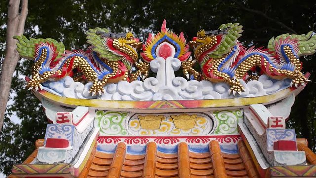 Colorful Dragon Statue on Chinese Temple