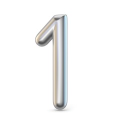 Obraz premium Metal silver font. Number ONE 1 3D