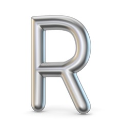 Metal alphabet symbol. Letter R 3D