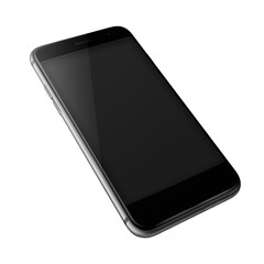 Mobile smart phone with black screen isolated on white background. Highly detailed illustration.