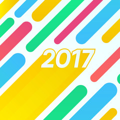 Fun happy new year 2017 text numbers multicolor poster. Abstract