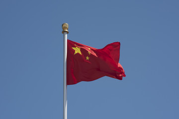 Waving Chinese national flag