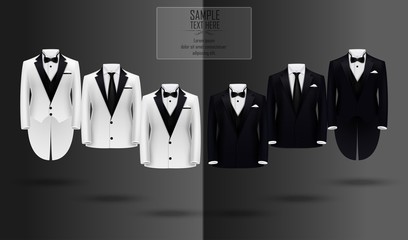 Set of black and white suits