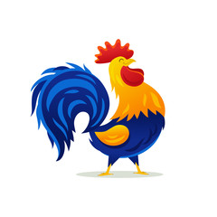 Cartoon drawing of a beautiful rooster