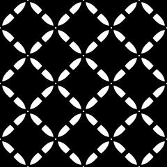 Fototapeta premium Vector seamless pattern. Simple black & white monochrome texture, illustration of diagonal lattice, smooth geometric figures. Abstract dark repeat background. Design for prints, digital, textile, web