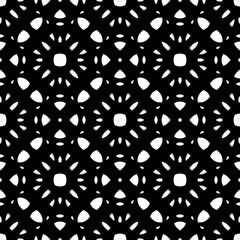 Vector monochrome seamless pattern, black & white repeat ornamental texture, oriental style. Simple abstract mosaic background. Design element for prints, decoration, textile, digital, web, wrapping