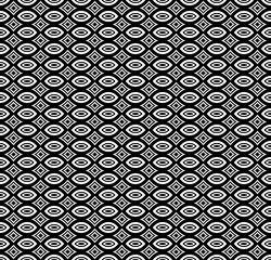 Vector seamless pattern, black & white repeat monochrome ornamental texture. Simple abstract endless mosaic background. Design element for prints, decoration, textile, wrapping, digital, cover, web
