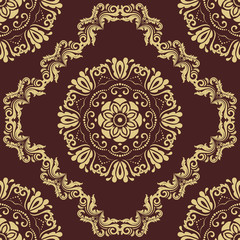 Damask vector classic golden pattern. Seamless abstract background with repeating elements. Orient background