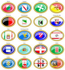 Set of icons. Regions of Italy flags. 3D.