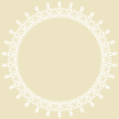 Elegant vector round white ornament in classic style. Abstract traditional pattern with oriental elements, Classic vintage pattern