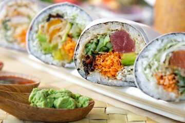 japanese sushi burrito roll served with wasabi © Odua Images