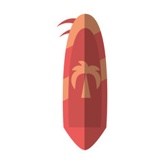 cartoon pink surf board hobby beach summer shadow vector illustration eps 10