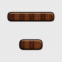 Font symbol hyphen and underscore with Chocolate Biscuit effect. Perfect applicable saved working/ clipping path for design project.