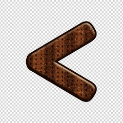 Font symbol Less than with Chocolate Biscuit effect. Perfect applicable saved working/ clipping path for design project.