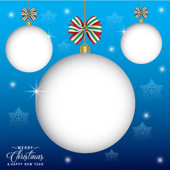 Merry Christmas and  Happy New Year greeting card template. Vector illustration