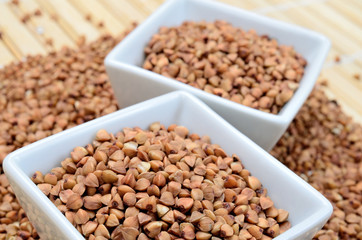 brown buckwheat on table