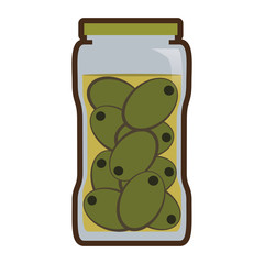 olives in jar preserve food vector illustration eps 10