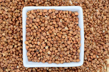 brown buckwheat on table
