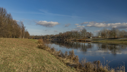 Vltava river in Ceske Budejovice city