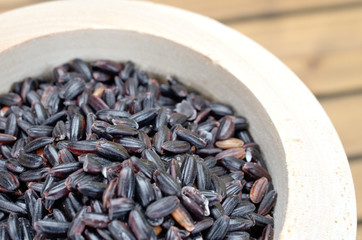 black rice on table
