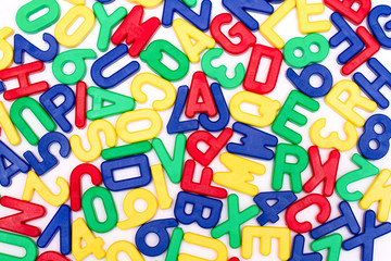 Detailed plastic letters on a pure white background