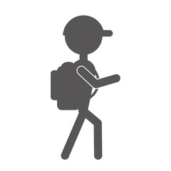 silhouette man hiking cap packback vector illustration eps 10