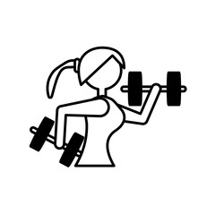 silhouette girl dumbbell lifting fitness vector illustration eps 10