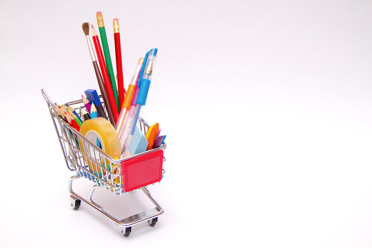  school tools on white background