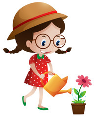 Little girl watering flower © brgfx