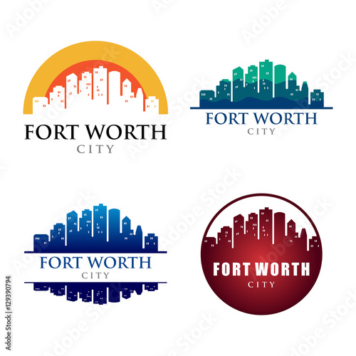 "Fort Worth City Building Landmark Skyline Logo Template" Imágenes de