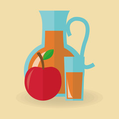 Juice and apple icon. Drink beverage fresh and healthy food theme. Colorful design. Vector illustration