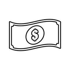 american dollar money bill outline vector illustration eps 10