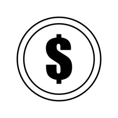 coin dollar money currency icon outline vector illustration eps 10